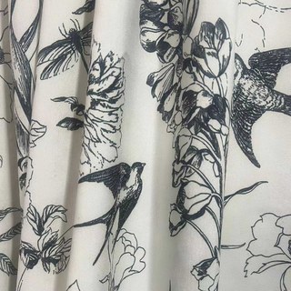 Ailes de Printemps Noir et Blanc Rideaux de Style Lin Floral