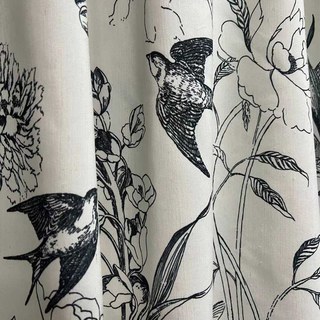 Ailes de Printemps Noir et Blanc Rideaux de Style Lin Floral 2