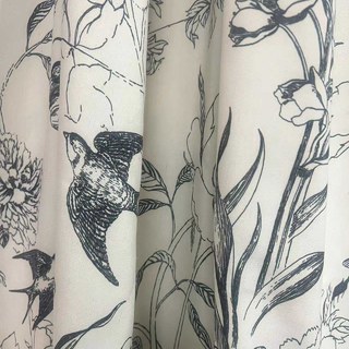 Ailes de Printemps Noir et Blanc Rideaux de Style Lin Floral 5