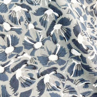 Bleues Éclosions Chenille Double Face Fleurs Œpaques Rideaux 4
