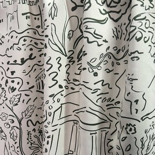 Divine Doodles Graffiti Noir Ligne Art Crème Rideaux en Chenille 4