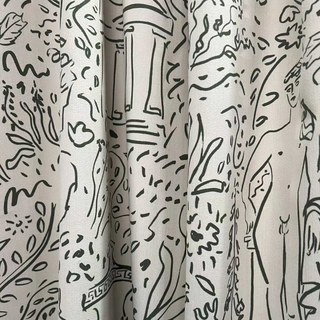 Divine Doodles Graffiti Noir Ligne Art Crème Rideaux en Chenille 3