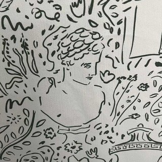 Divine Doodles Graffiti Noir Ligne Art Crème Rideaux en Chenille