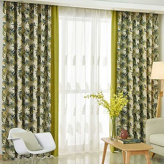 Feuilles Murmurantes Rideau Vert Palmier Floral Style Lin 3
