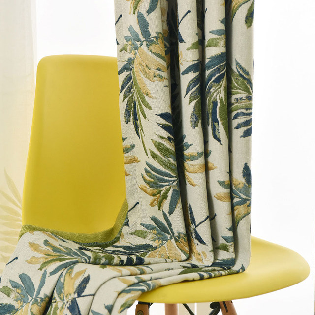 Feuilles Murmurantes Rideau Vert Palmier Floral Style Lin 1