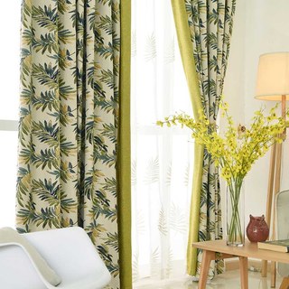 Feuilles Murmurantes Rideau Vert Palmier Floral Style Lin 2