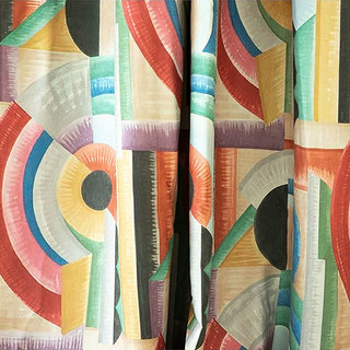 Mod Geo Fusion Rideau Chenille Géométrique Multicolore