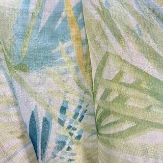 Palm Delight Feuilles Tropicales Vert Bleu Rideau Voile 3