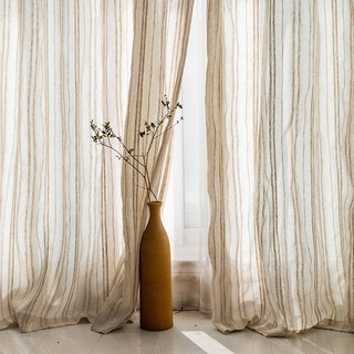 Bliss Rayé Lin Style Voile Rideau Crème