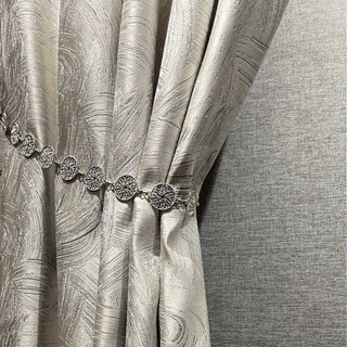 Impressionist Strokes Luxe Jacquard Rideau Champagne avec Détails Argentés 1