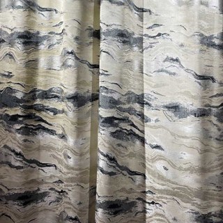 Marbre Luxe Jacquard Texturé Anthracite & Crème Rideau avec Paillettes Dorées 2