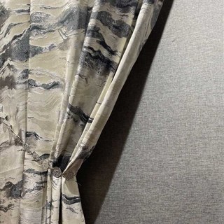 Marbre Luxe Jacquard Texturé Anthracite & Crème Rideau avec Paillettes Dorées 4