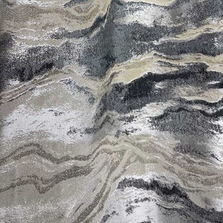 Marbre Luxe Jacquard Texturé Anthracite & Crème Rideau avec Paillettes Dorées