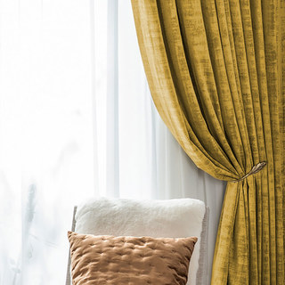 Rideau en velours texturé premium moutarde jaune doré 2