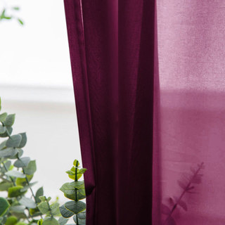 Douce Brise Bourgogne Vin Rouge Rideau en Chiffon Voile