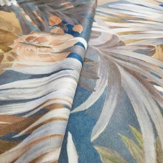 Tropicana Delight Rideau Multicolore Pastel Turquoise Bleu Motif Floral Palmier 3