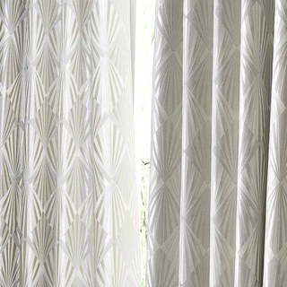 Deco Diamant Jacquard Géométrique Crème Or Faux Soie Rideaux 4