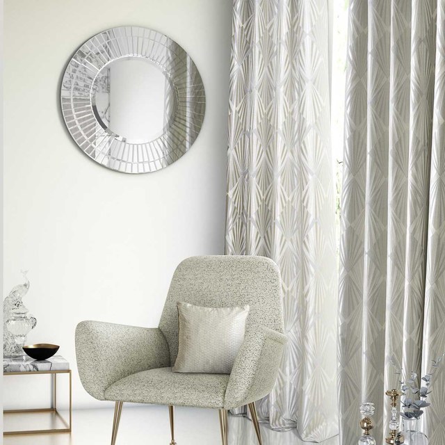 Deco Diamant Jacquard Géométrique Crème Or Faux Soie Rideaux 1