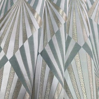 Deco Diamond Jacquard Géométrique Canard Bleu & Or Rideaux Faux Soie 2