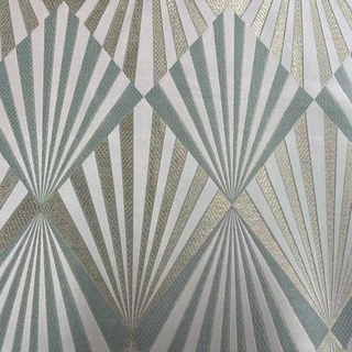 Deco Diamond Jacquard Géométrique Canard Bleu & Or Rideaux Faux Soie 1