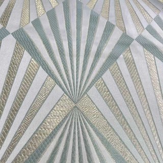 Deco Diamond Jacquard Géométrique Canard Bleu & Or Rideaux Faux Soie 6