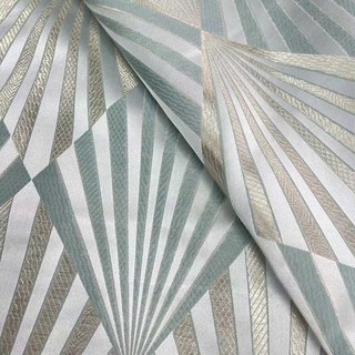 Deco Diamond Jacquard Géométrique Canard Bleu & Or Rideaux Faux Soie 5
