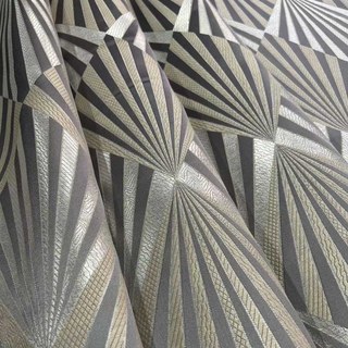 Deco Diamond Jacquard Géométrique Taupe Gris Rideaux en Faux Soie 3