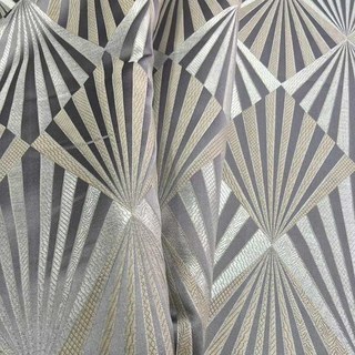 Deco Diamond Jacquard Géométrique Taupe Gris Rideaux en Faux Soie 4