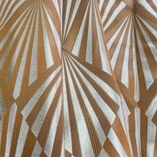 Deco Diamond Jacquard Géométrique Terracotta Orange Rideaux Faux Soie 2