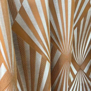 Deco Diamond Jacquard Géométrique Terracotta Orange Rideaux Faux Soie 3