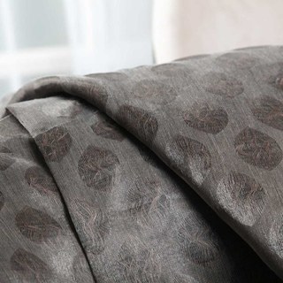 Feuillage Éthéré Luxe Jacquard Café Brun Rideaux Voile Géométriques à Pois