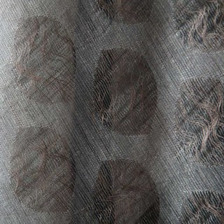 Feuillage Éthéré Luxe Jacquard Café Brun Rideaux Voile Géométriques à Pois 3