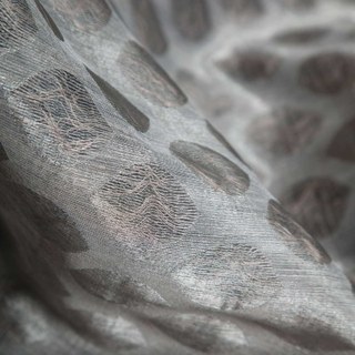 Feuillage Éthéré Luxe Jacquard Café Brun Rideaux Voile Géométriques à Pois