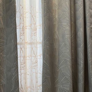 Feuilles de Ginkgo Rideau Art Déco Géométrique Luxe Champagne Gris Or 5