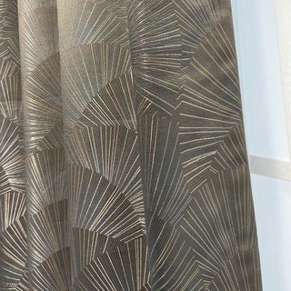 Feuilles de Ginkgo Rideau Art Déco Géométrique Luxe Champagne Gris Or 4