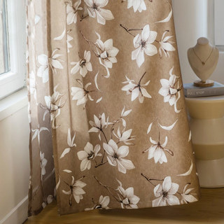 Magnolias Mirage Rideaux marron et blanc à motifs floraux Mocha 4