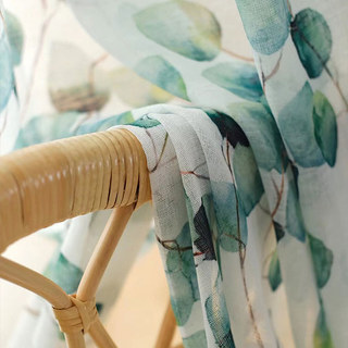 Misty Eucalyptus Vert Feuilles Aquarelle Florale Rideaux Voile 2