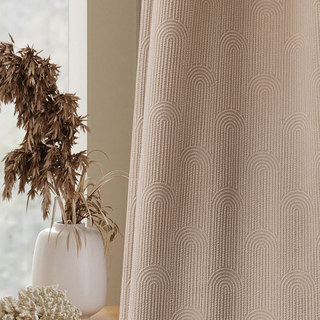 Rolling Hills Chenille Art Déco Géométrique Moka Crème Rideau Occultant