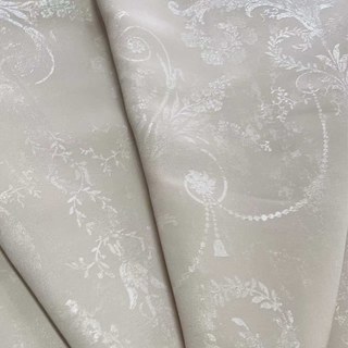 Fleur Argentée Jacquard Crème Rideau Damassé 2