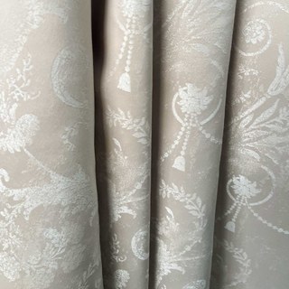 Fleur Argentée Jacquard Crème Rideau Damassé