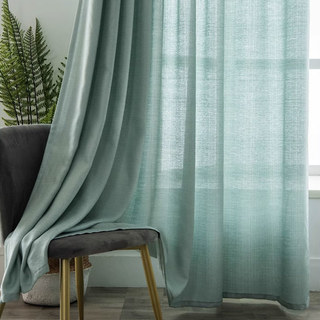 Le Rideau Voile Vert Menthe Lourd Semi-Transparent Côté Lumineux 2