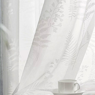 Feuilles Murmurantes Rideau Voile Floral Ivoire Blanc