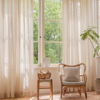 Bliss Rayé Lin Style Voile Rideau Crème 4
