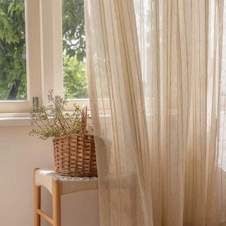 Bliss Rayé Lin Style Voile Rideau Crème 3