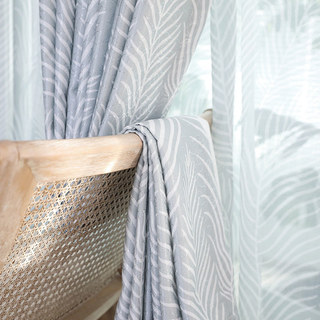Rideaux floraux gris cendré à motifs végétaux 3