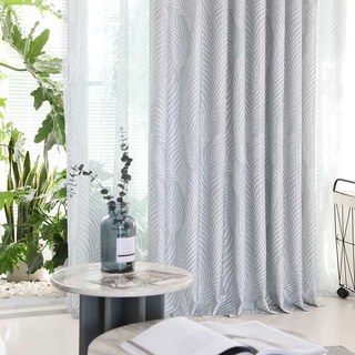 Rideaux floraux gris cendré à motifs végétaux 1