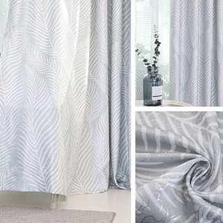 Rideaux floraux gris cendré à motifs végétaux 4