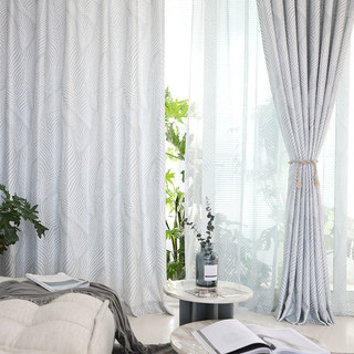 Rideaux floraux gris cendré à motifs végétaux 2