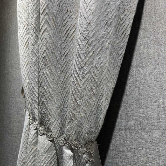 Diamant Vie 3D Jacquard Or Glitterie Argent Gris Rideau géométrique 1