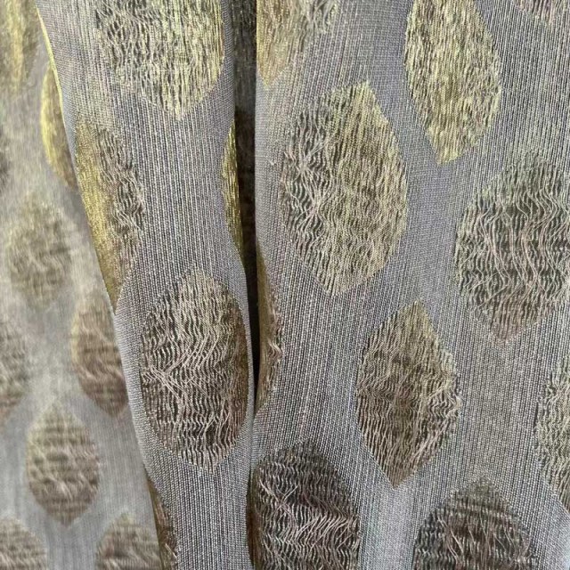 Feuillage Éthéré Luxe Jacquard Or Géométrique Voile à Pois Rideaux 1